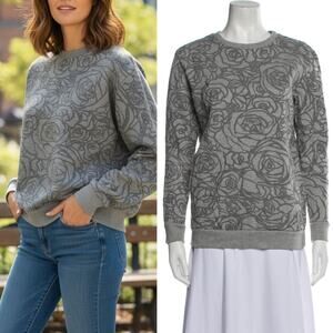 MAJE Printed Crew Neck Sweatshirt Size Small Gray